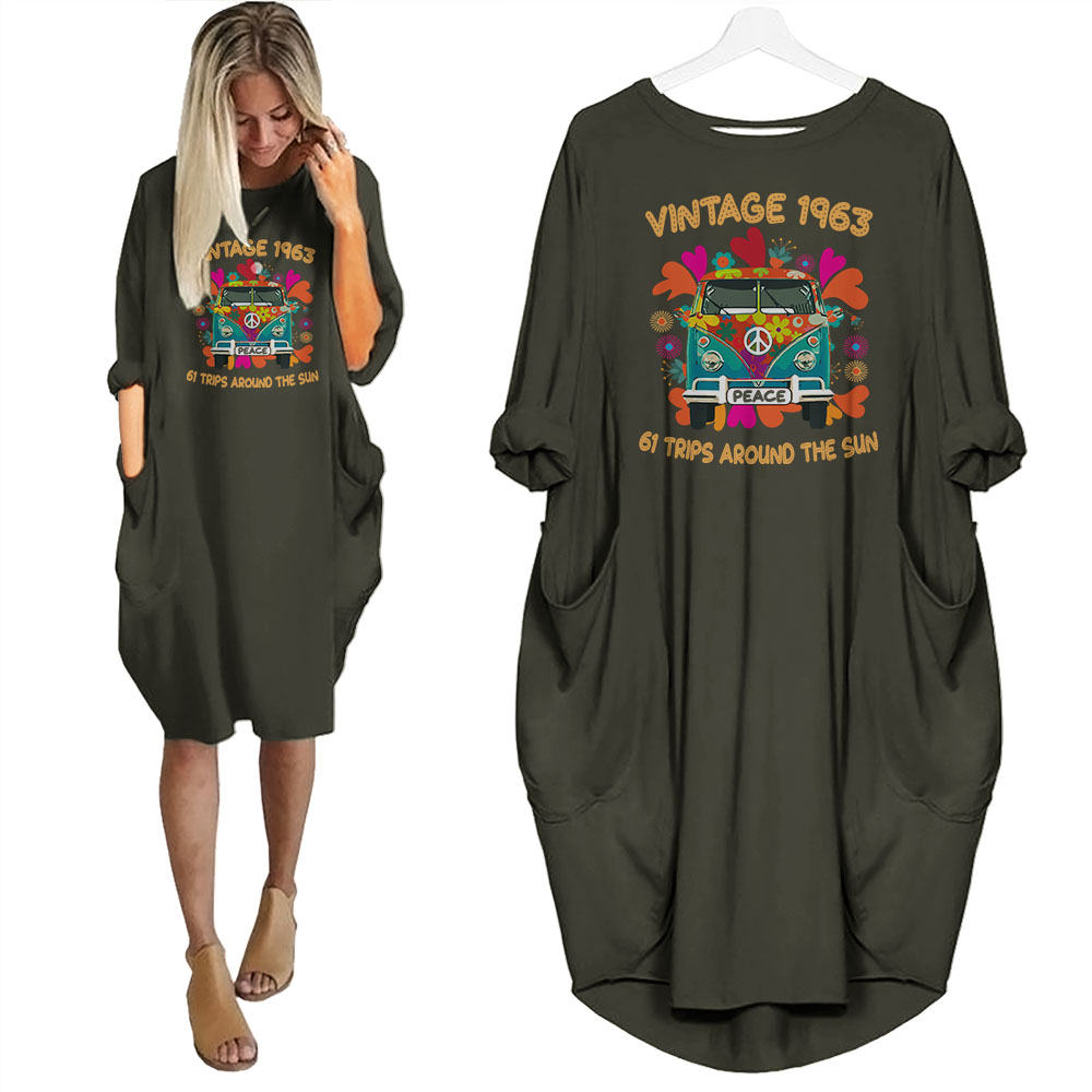 Vintage 1963 Around The Sun Birthday Pocket Dress
