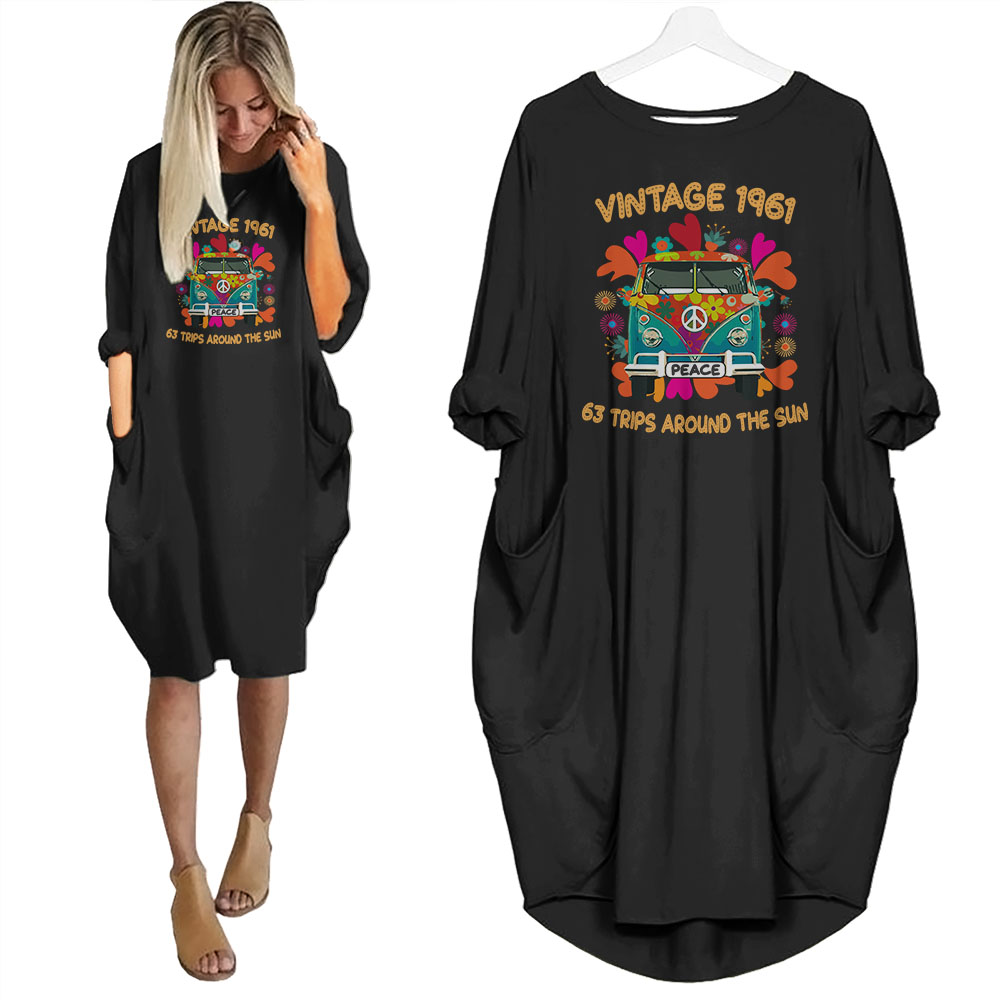 Vintage 1961 Around The Sun Birthday Pocket Dress