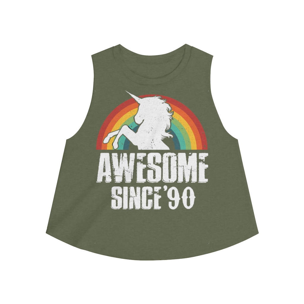 30th Birthday Gift Ideas For Girls| 30th Unicorn Birthday Shirts Awesome Since 1990 - Women's Crop top