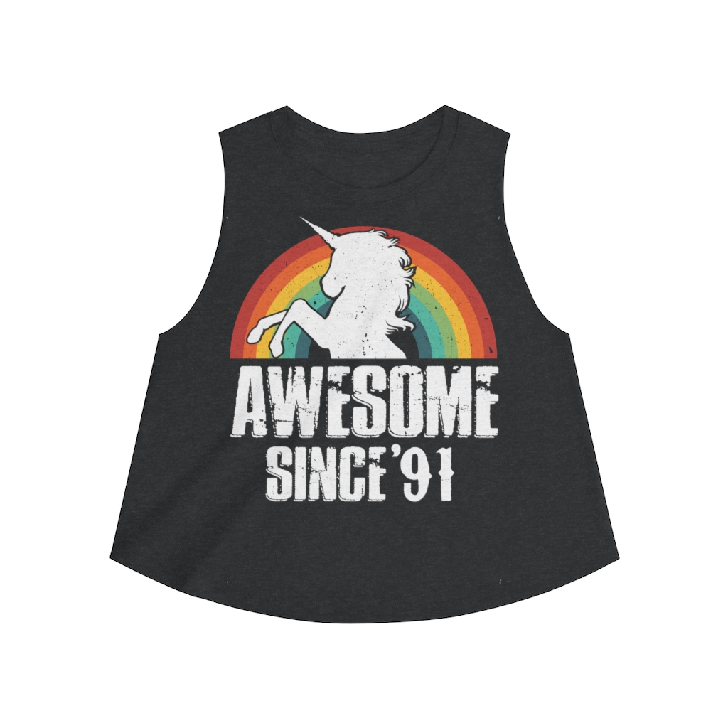 29th Birthday Gift Ideas For Girls| 29th Unicorn Birthday Shirts Awesome Since 1991 - Women's Crop top