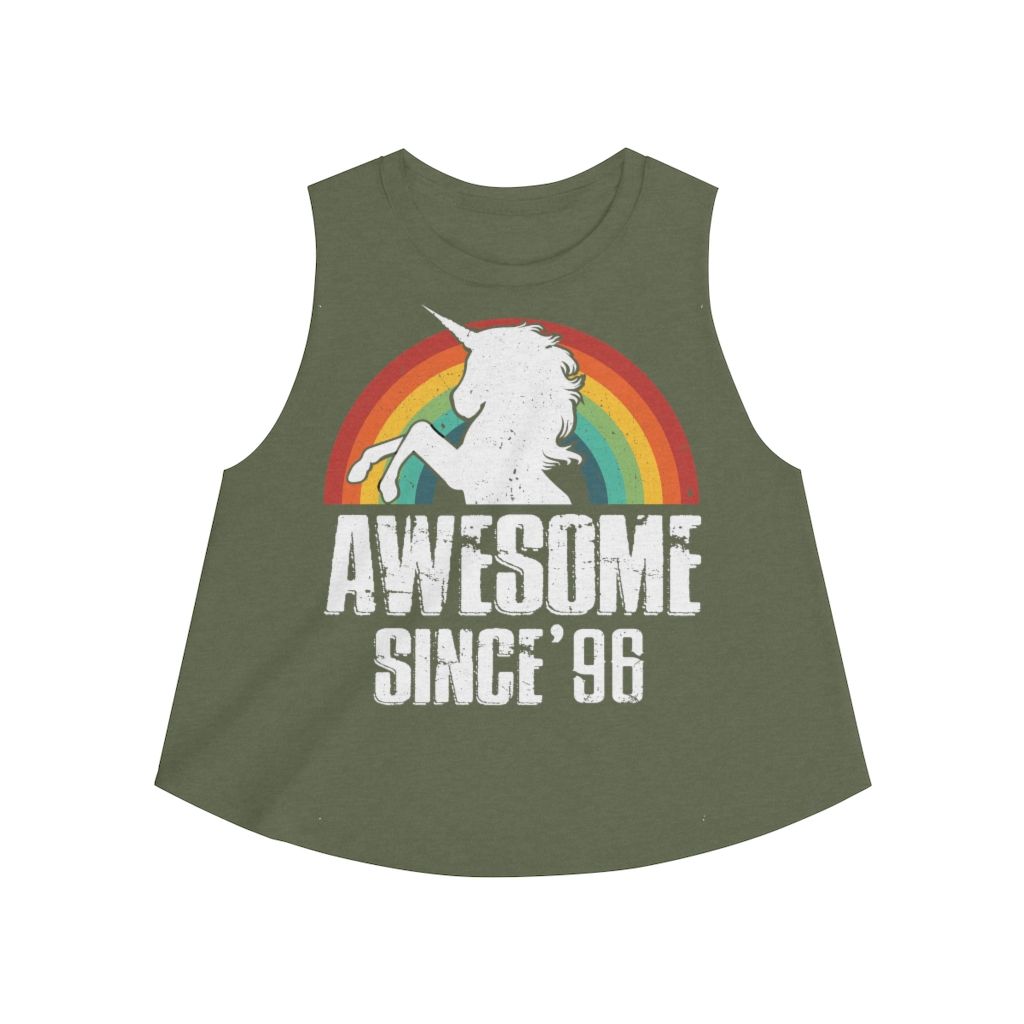 24th Birthday Gift Ideas For Girls| 24th Unicorn Birthday Shirts Awesome Since 1996 - Women's Crop top