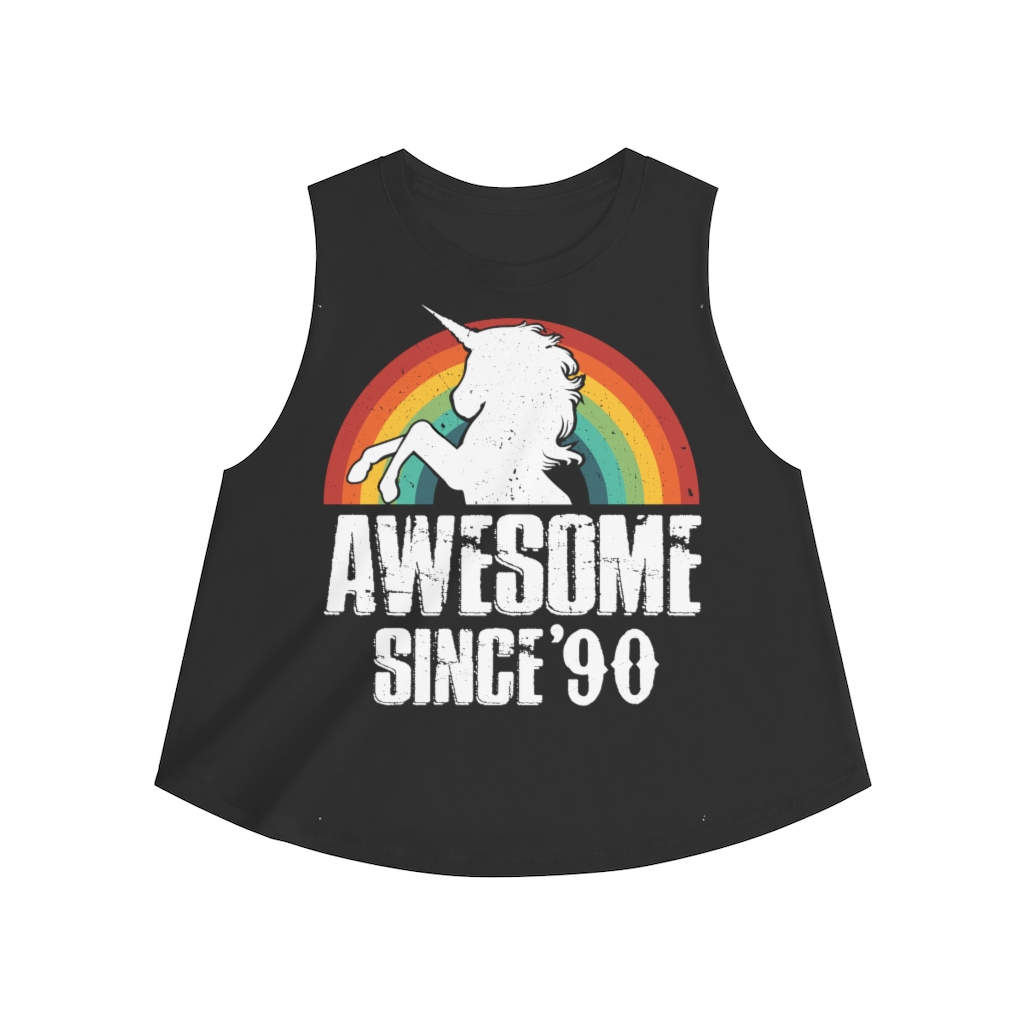 30th Birthday Gift Ideas For Girls| 30th Unicorn Birthday Shirts Awesome Since 1990 - Women's Crop top