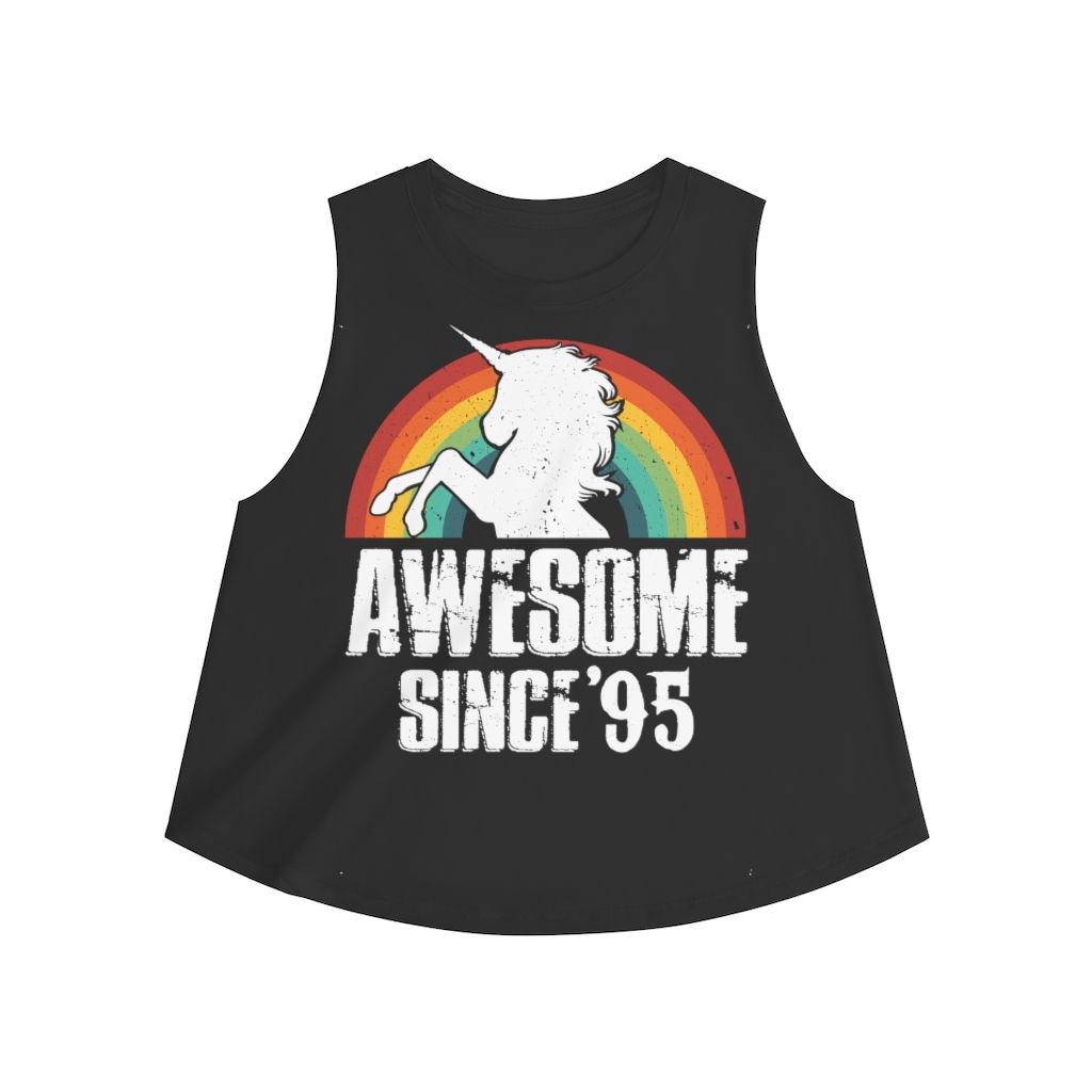 25th Birthday Gift Ideas For Girls| 25th Unicorn Birthday Shirts Awesome Since 1995 - Women's Crop top