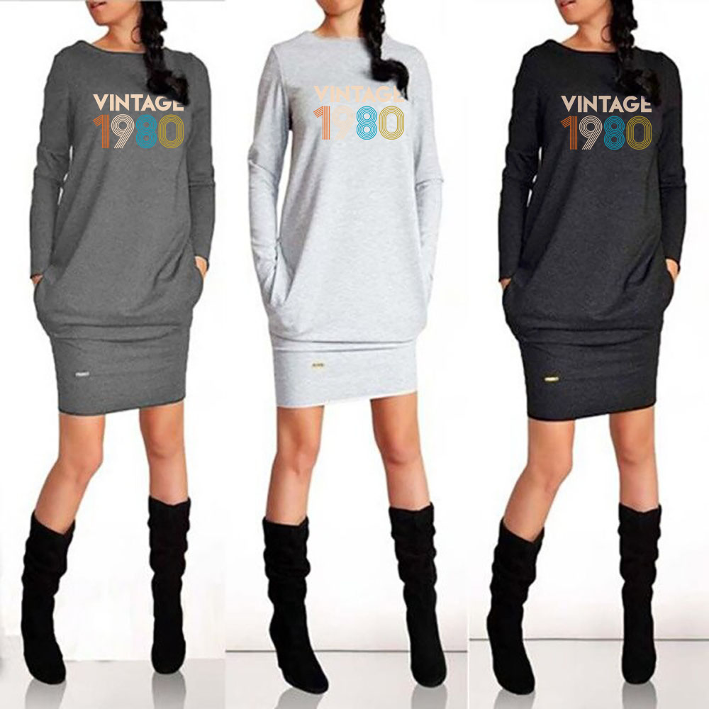 40th Birthday Shirt Gift Ideas for Women Vintage 1980 Pocket Dress
