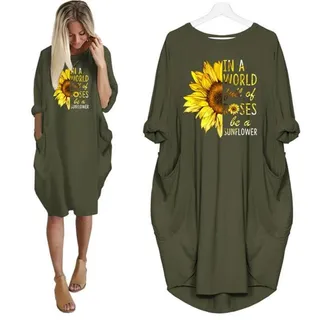 In A World Full Of Rose Be A Sunflower Pocket Dress – alternate