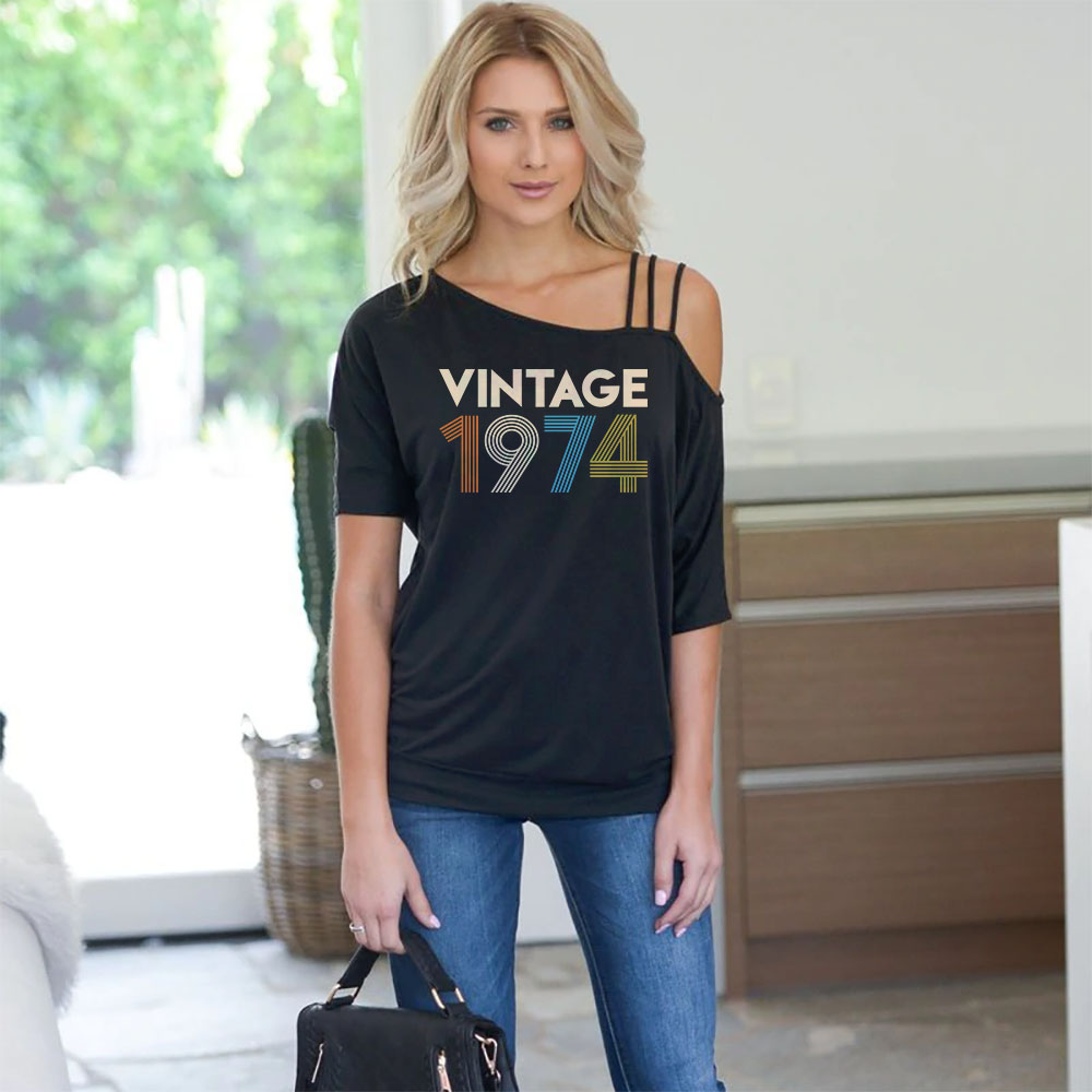 Birthday Shirts Vintage 1974 New Off Shoulder Shirt