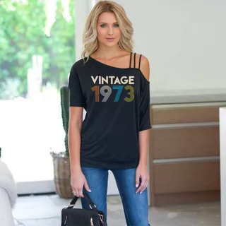 Birthday Shirts Vintage 1973 New Off Shoulder Shirt – alternate