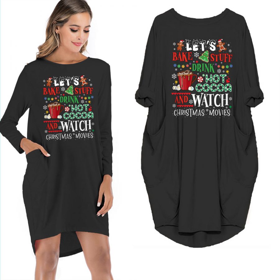 Drink Hot Cocoa And Watch Christmas Movies Pocket Dress