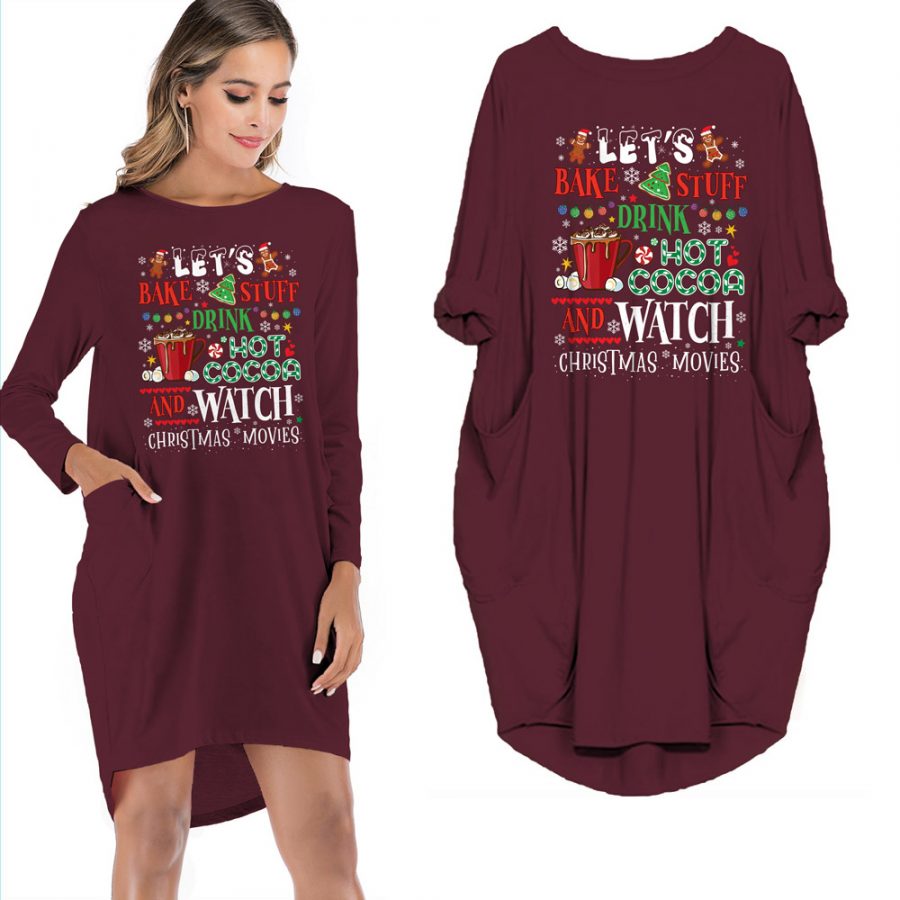 Drink Hot Cocoa And Watch Christmas Movies Pocket Dress