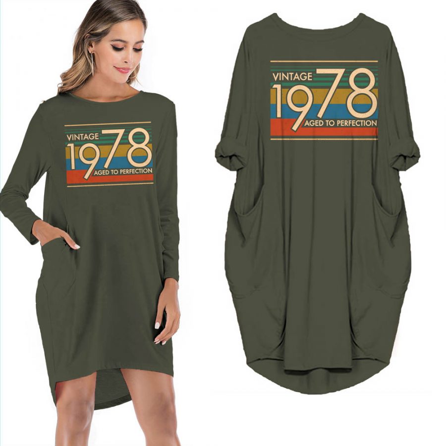 VINTAGE 1978 AGED TO PERFECTION POCKET DRESS