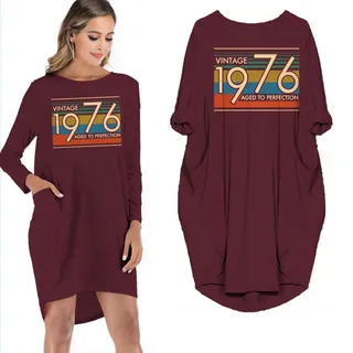 Birthday Outfits Vintage 1976 Aged To Perfection Pocket Dress – alternate
