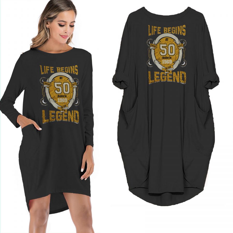 Life Begins 50 Born In 1969 The Year Of The Legend Limited Edition Pocket Dress