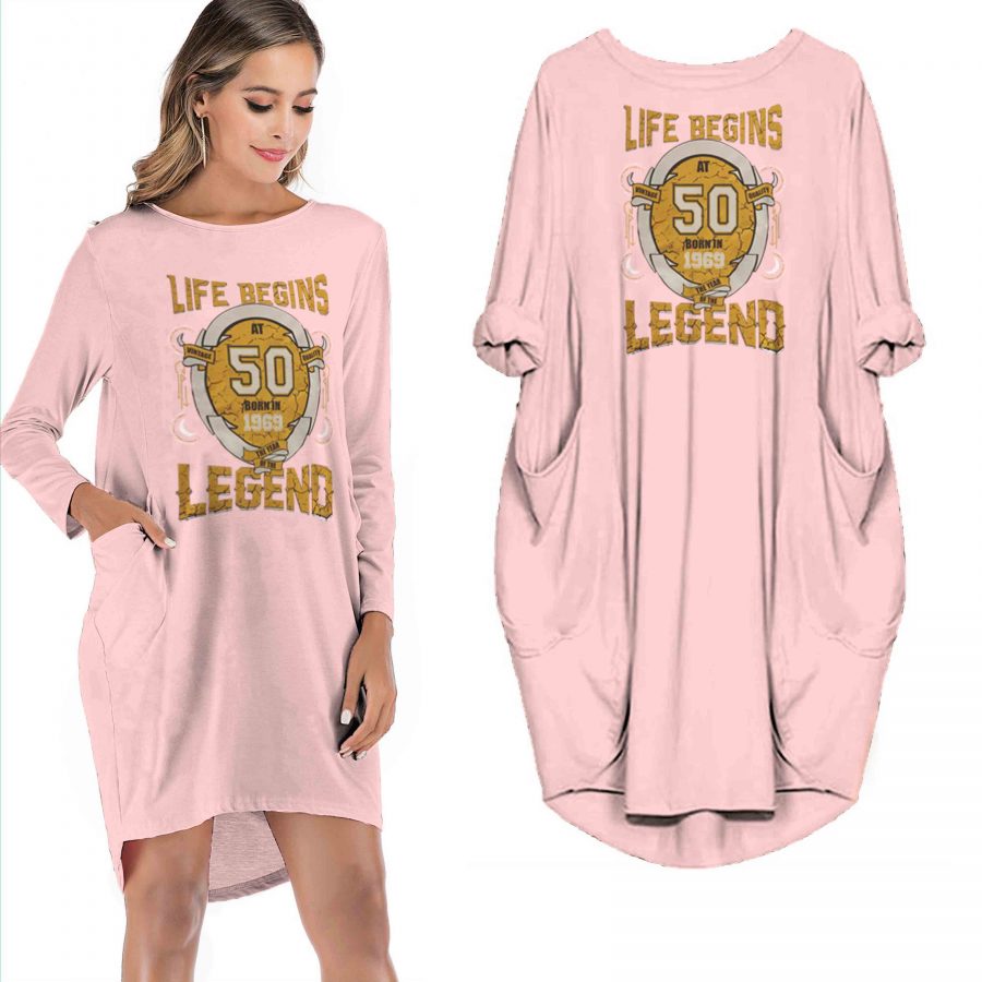 Life Begins 50 Born In 1969 The Year Of The Legend Limited Edition Pocket Dress