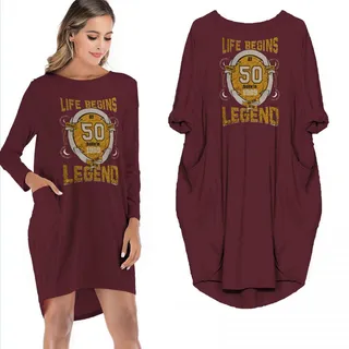 Life Begins 50 Born In 1969 The Year Of The Legend Limited Edition Pocket Dress – alternate