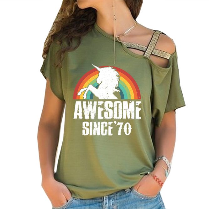 Awesome Since 1970 Limited Edition Off Shoulder Shirt - alternate