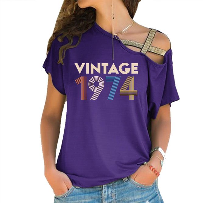 Birthday Shirts Vintage 1974 Limited Edition Off Shoulder Shirt