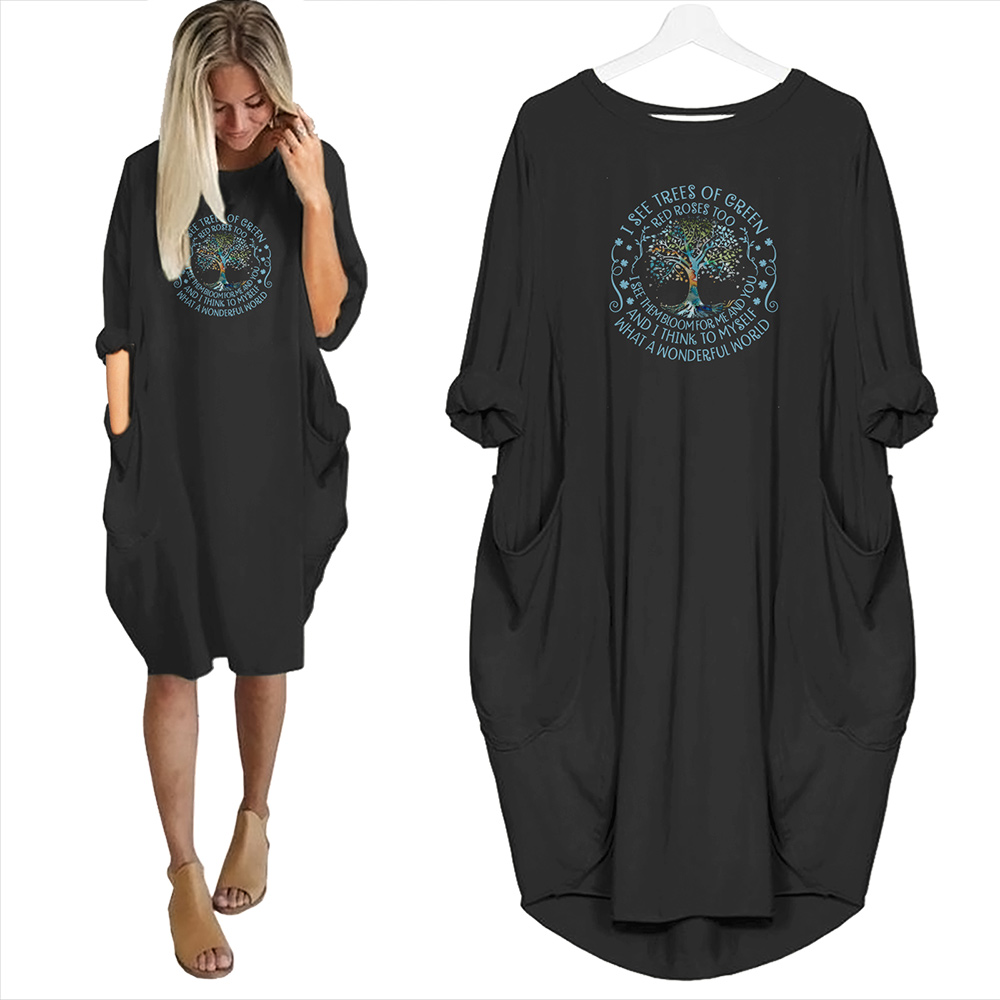 I See Trees Of Green Red Roses Too Pocket Dress Hippie Clothes