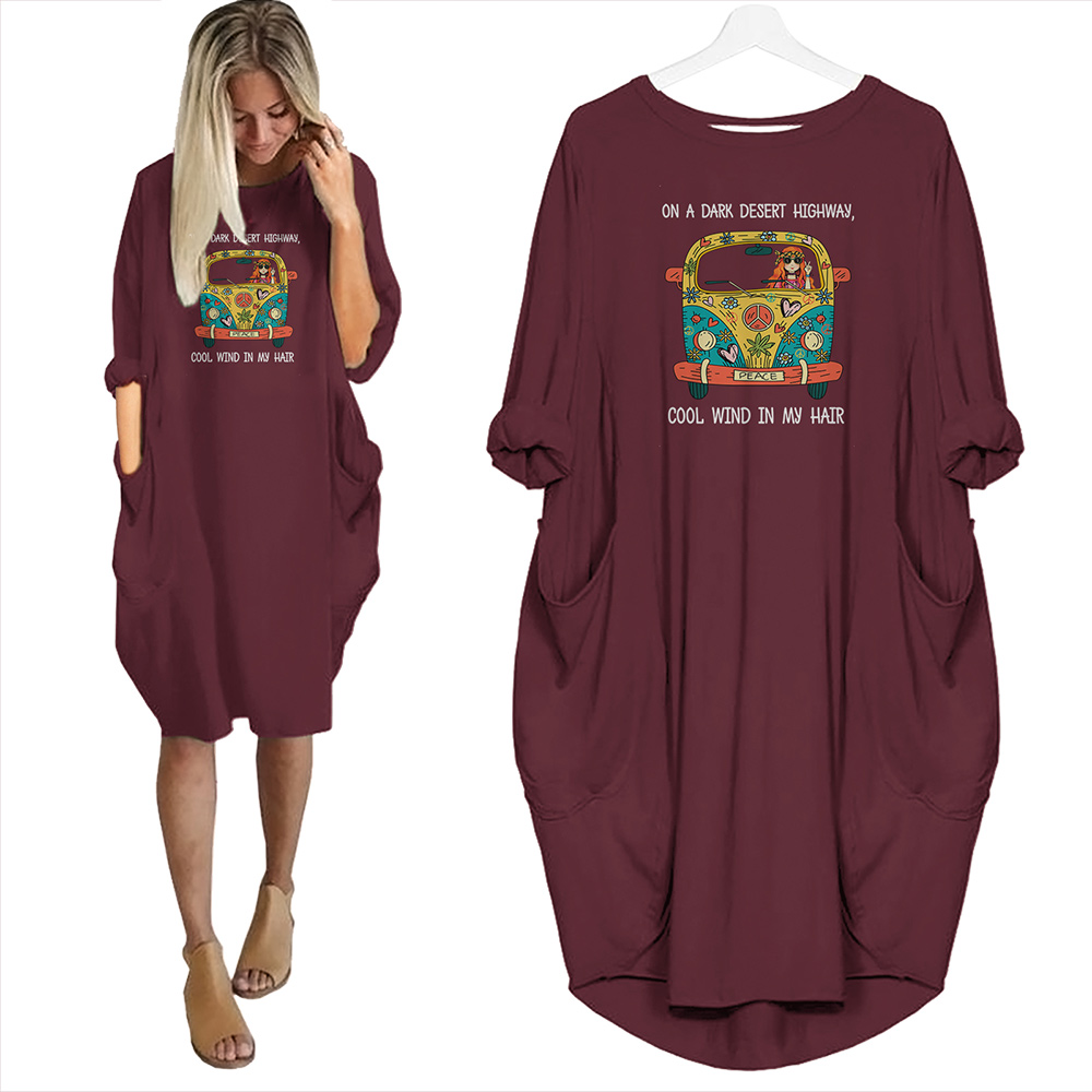 On A Dark Desert Highway Pocket Dress Hippie Clothes