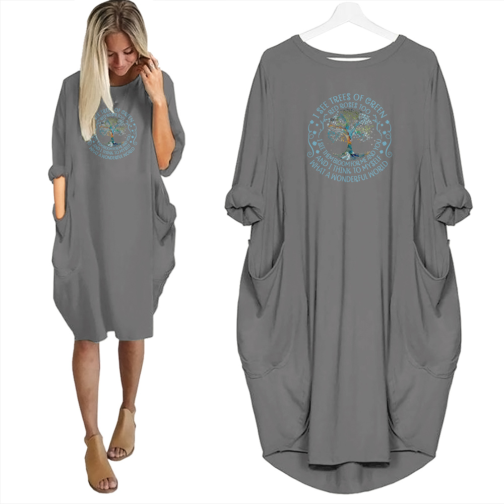 I See Trees Of Green Red Roses Too Pocket Dress Hippie Clothes