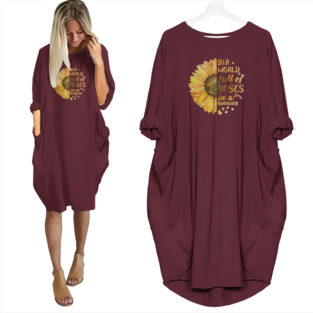 In A World Full Of Roses Be A Sunflower T-shirt Pocket Dress