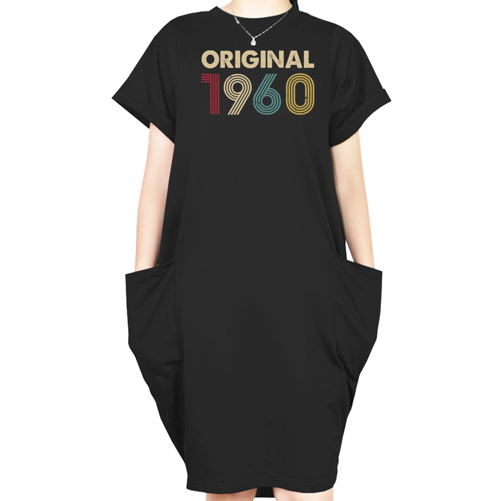 Original Custom Birthday Year Loose Short Sleeve Pocket On Dress - alternate